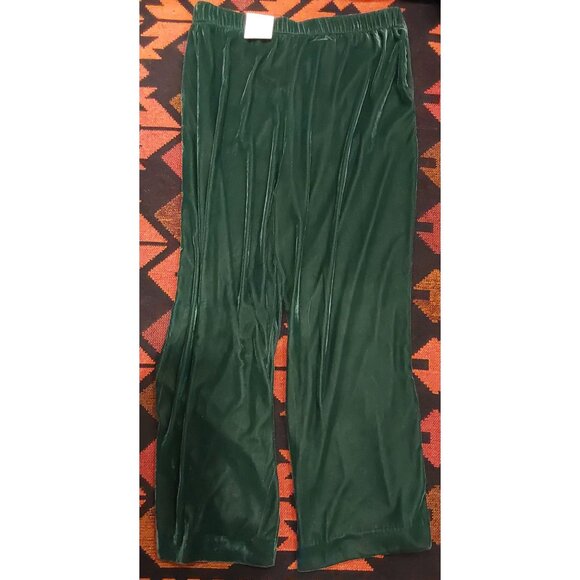 Lauren Conrad Green Velvet Pants Size 16 With Zipper Closure & Stretch Waistband - Picture 9 of 11